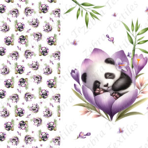 Panda dodo fleur mauve fond blanc Panneau