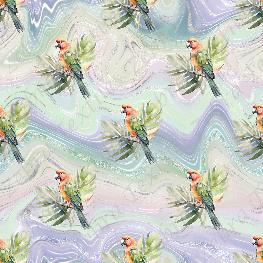 Perroquet tropical fond marbré cristal 20