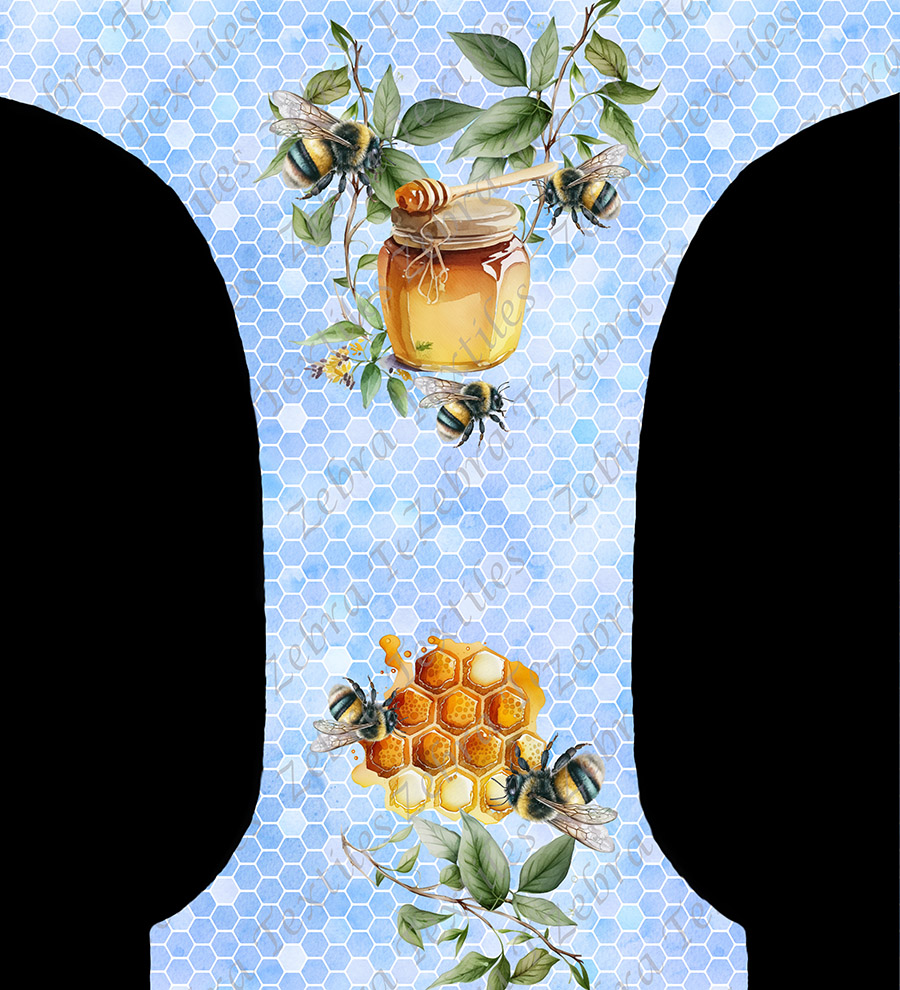 Pot de miel et abeille fond bleu