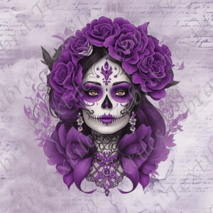 Skull floral mauve fond écriture