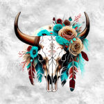 Skull plume aqua fond grunge