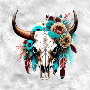 Skull plume aqua fond grunge