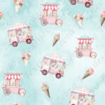 Stand de crème glacé fond aqua