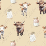 Vache et pichet fond beige