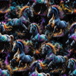 Cheval noir coloré