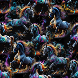Cheval noir coloré