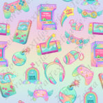Gamer arc-en-ciel fond arc-en-ciel