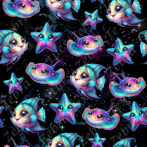 Poisson et raie lumineuse fond galaxie