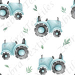 Tracteur bleu et feuille fond blanc
