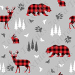 Animal forestier plaid fond gris