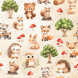 Animaux en forêt fond beige