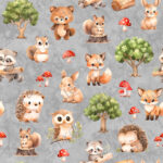 Animaux en forêt fond gris