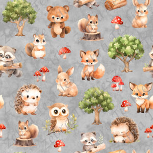 Animaux en forêt fond gris