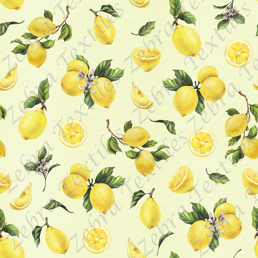 Citron et feuillage fond jaune