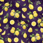 Citron et feuillage fond mauve