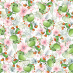 Dino vert fond floral