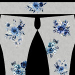 Fleur bleue et hibou fond gris Panneau