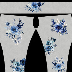 Fleur bleue et hibou fond gris Panneau