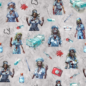 Infirmière zombie fond gris