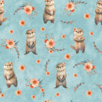 Loutre floral fond aqua