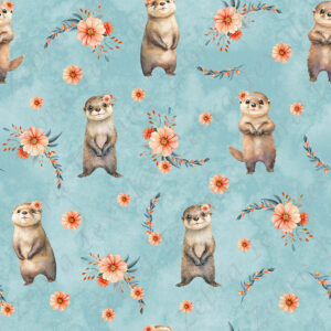 Loutre floral fond aqua