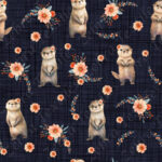 Loutre floral fond lin