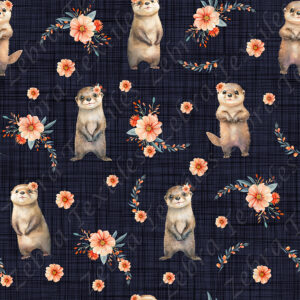 Loutre floral fond lin