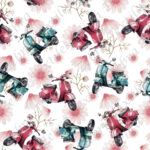 Mobylette fond fleur
