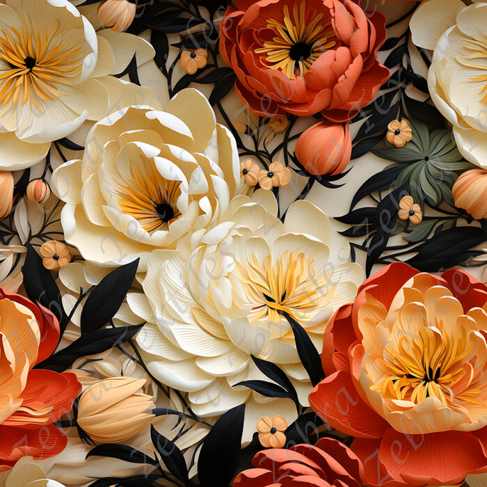 Pivoine 3d orangé