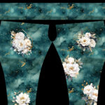 Pivoine blanche chic fond turquoise panneau legging