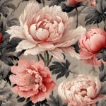 Pivoine rosé fond bois