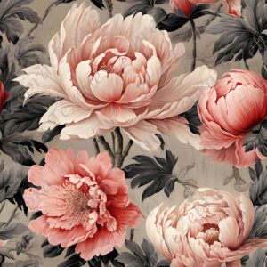 Pivoine rosé fond bois