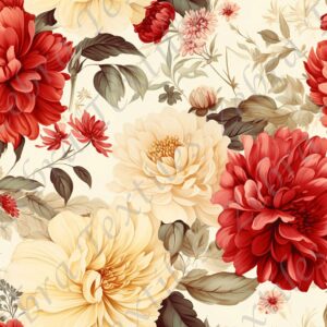 Pivoine rouge et beige fond beige