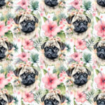 Pug et fleur fond fleurit