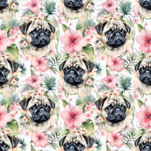 Pug et fleur fond fleurit