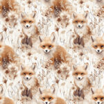 Renard et fleur boho fond blanc