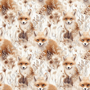 Renard et fleur boho fond blanc