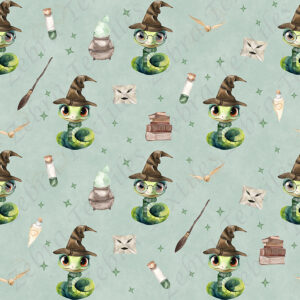 Serpent sorcier fond vert