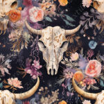Skull floral fond marine