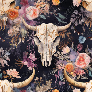 Skull floral fond marine