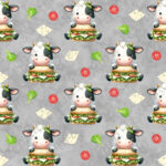 Vache et sandwich fond gris