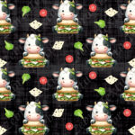 Vache et sandwich fond noir grunge