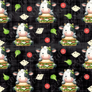 Vache et sandwich fond noir grunge