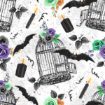 Cage et chauve-souris fond écriture