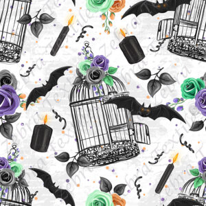 Cage et chauve-souris fond écriture
