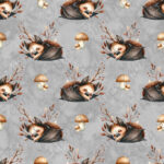 Chauve-souris et champignon fond gris