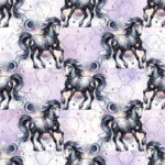 Cheval galactique fond mauve