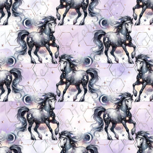 Cheval galactique fond mauve