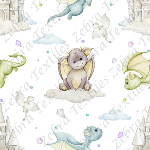 Dragon et château fond blanc
