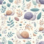 Escargot mauve et feuillage